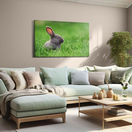 Canvas schilderij woonkamer Konijn In Het Gras