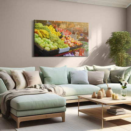 Canvas schilderij woonkamer Vers Fruit Op De Markt