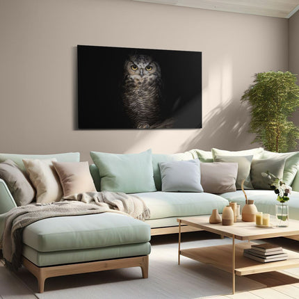 Canvas schilderij woonkamer Uil Op Een Tak In De Nacht