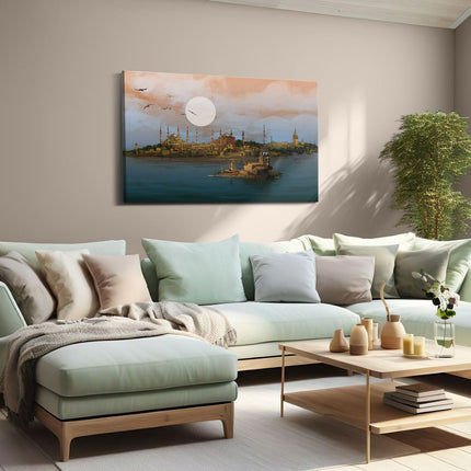 Canvas schilderij woonkamer Illustratie Van De Maiden's Tower In Istanbul