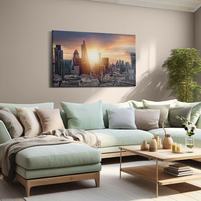 Canvas schilderij woonkamer Londen Stad bij Zonsopgang