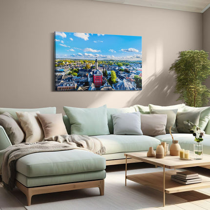 Canvas schilderij woonkamer Maastricht Stad met Huizen