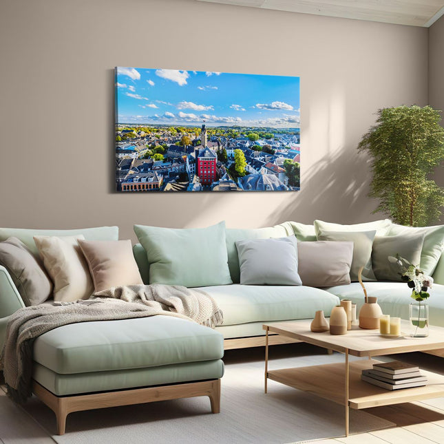 Canvas schilderij woonkamer Maastricht Stad met Huizen