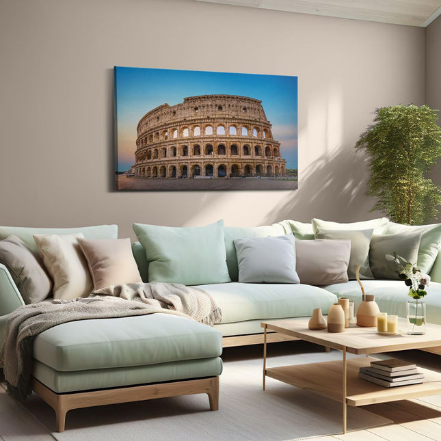 Canvas schilderij woonkamer Colosseum in Rome met de Blauwe Lucht