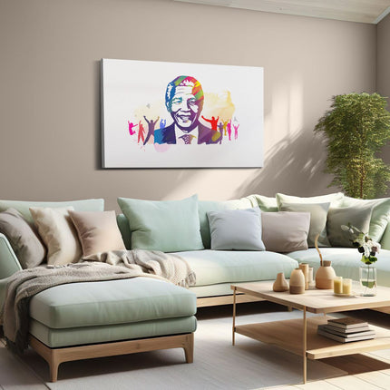 Canvas schilderij woonkamer Nelson Mandela