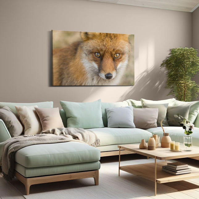Canvas schilderij woonkamer Vossenkop met Bruine Ogen - Vos