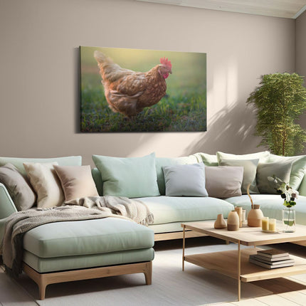 Canvas schilderij woonkamer Kip in het Gras