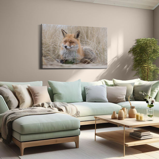 Canvas schilderij woonkamer Vos in de Duinen 