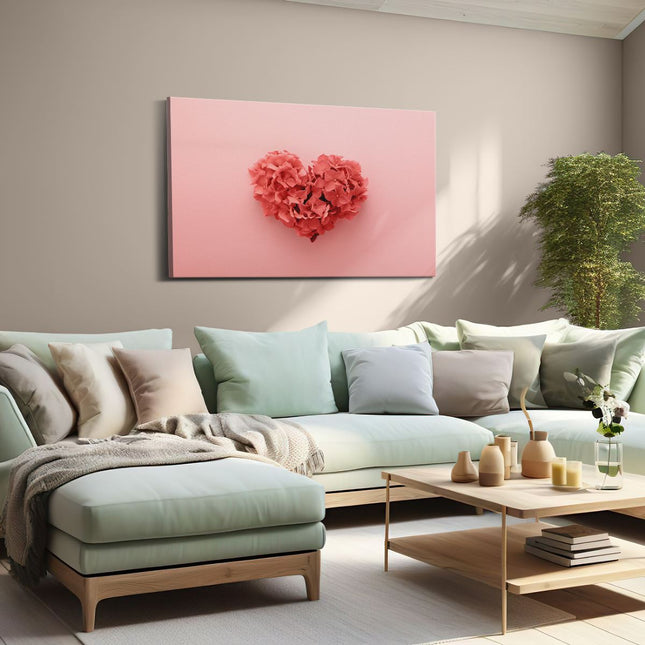 Canvas schilderij woonkamer Hartje Gemaakt van Bloemen