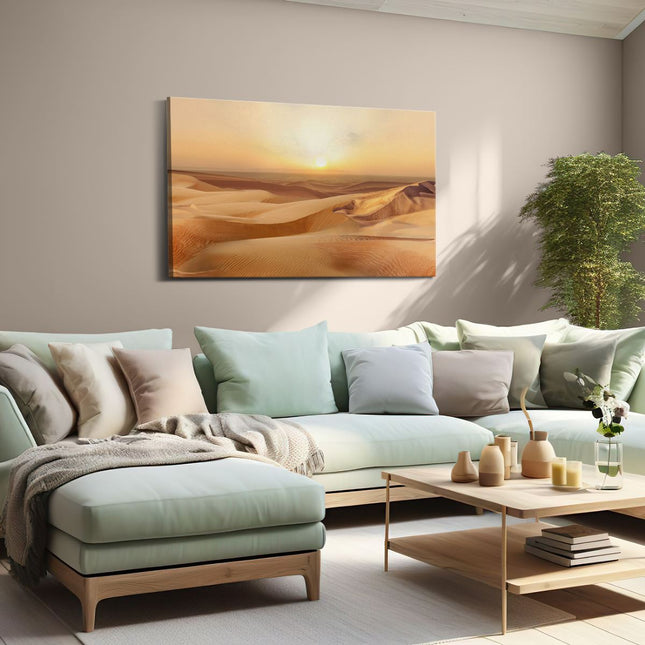 Canvas schilderij woonkamer Woestijn bij Zonsondergang in de Sahara
