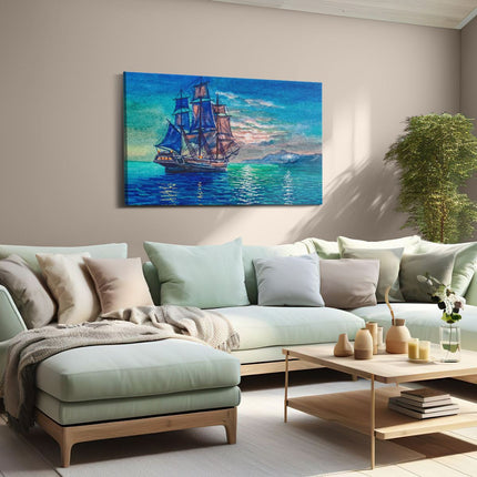 Canvas schilderij woonkamer Oude Piratenschip Zeilboot Getekend