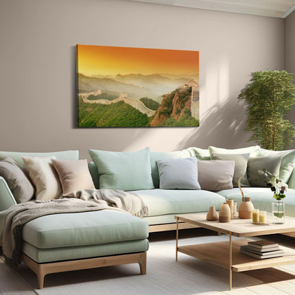 Canvas schilderij woonkamer Chinese Muur bij Zonsopgang