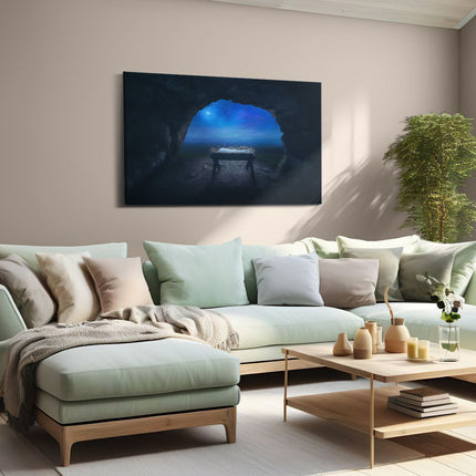 Canvas schilderij woonkamer Kribbe in een Grot onder de Ster Van Bethlehem