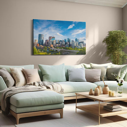 Canvas schilderij woonkamer Skyline Calgary Stad in Canada