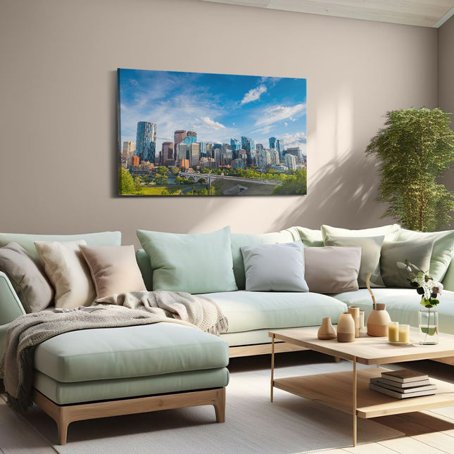 Canvas schilderij woonkamer Skyline Calgary Stad in Canada