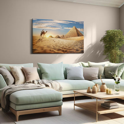 Canvas schilderij woonkamer Egyptische Piramides met een Kameel