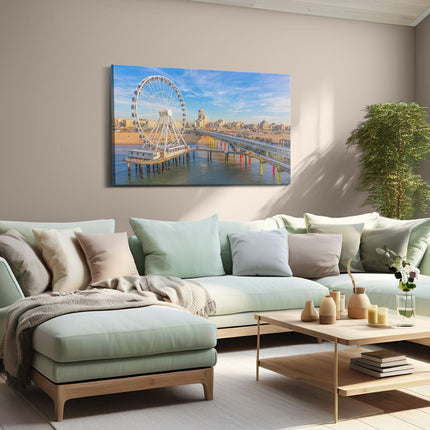 Canvas schilderij woonkamer Scheveningen Pier met de Ferris Wheel - Reuzenrad