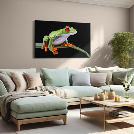 Canvas schilderij woonkamer Kikker met Rode Ogen op een Plant