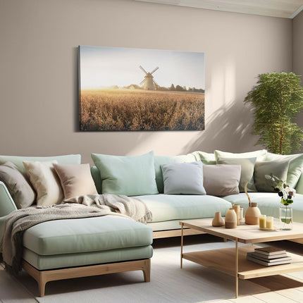 Canvas schilderij woonkamer Windmolen in het Veld