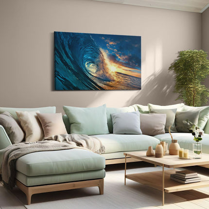 Canvas schilderij woonkamer Golfen bij Zonsondergang