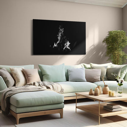 Canvas schilderij woonkamer Open Haard in het Donker - Zwart Wit