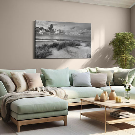 Canvas schilderij woonkamer Strand en Duinen - Zwart Wit