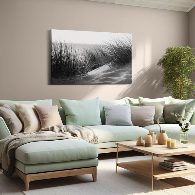 Canvas schilderij woonkamer Strand en Duinen - Zwart Wit