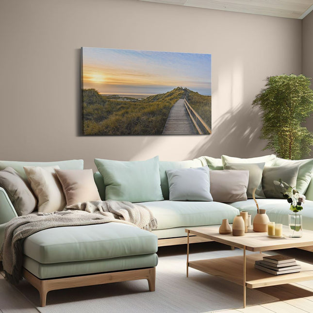 Canvas schilderij woonkamer Lange Voetpad door de Duinen
