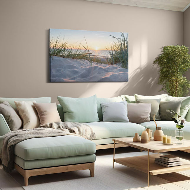 Canvas schilderij woonkamer Duinen met Strand en Zee