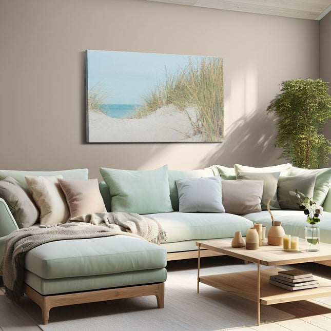 Canvas schilderij woonkamer Duinplanten met Zand en Zee - Duinen