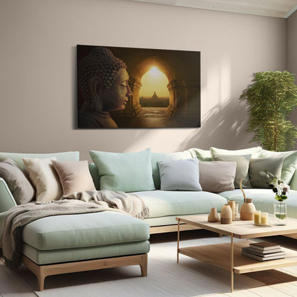 Canvas schilderij woonkamer Boeddha met Mooi Uitzicht