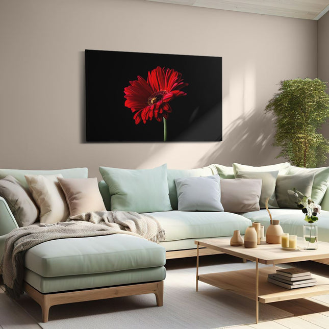 Canvas schilderij woonkamer Rode Gerbera Bloem 