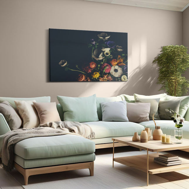 Canvas schilderij woonkamer Boeket met Verschillende Mooie Bloemen