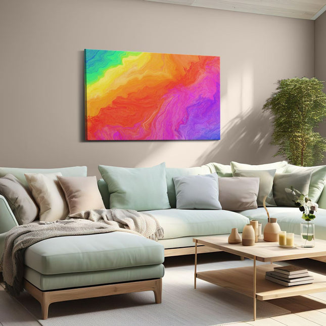 Canvas schilderij woonkamer Abstracte Kunst - Regenboog Kleuren