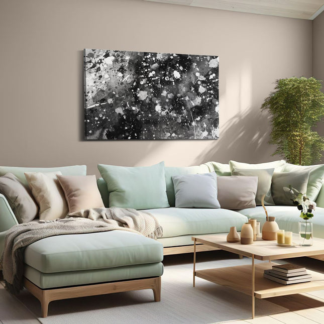 Canvas schilderij woonkamer Abstracte Kunst - Kleurvolle Acryl - Zwart Wit