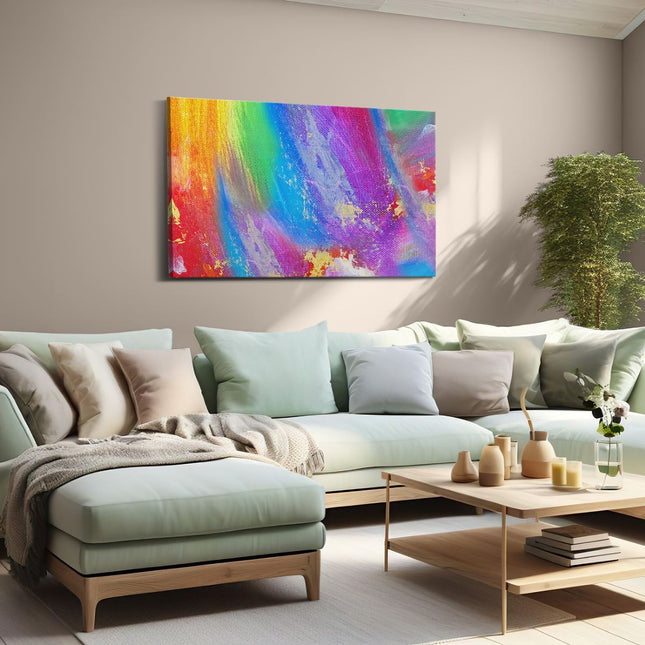 Canvas schilderij woonkamer Abstracte Kunst - Kleurvolle Hand Gemaakte Acryl