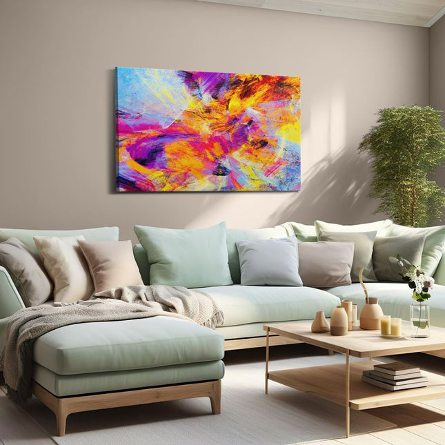 Canvas schilderij woonkamer Abstracte Kunst - Verschillende Kleuren Spatten