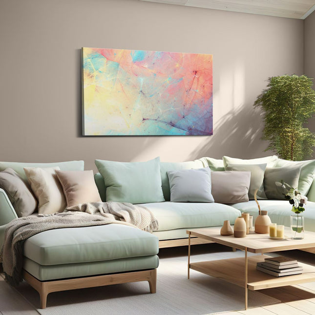 Canvas schilderij woonkamer Abstracte Kunst - Rood Blauw Geel