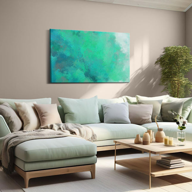 Canvas schilderij woonkamer Abstracte Kunsten - Licht Groen Structuur
