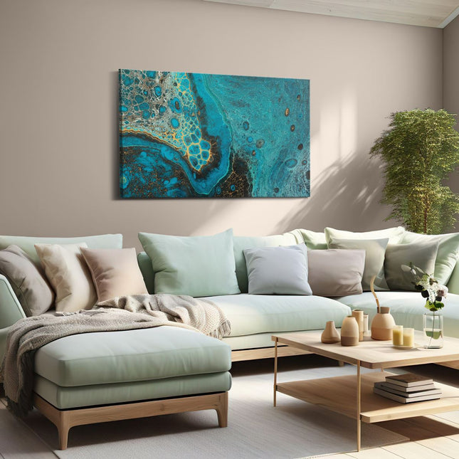 Canvas schilderij woonkamer Abstracte Kunst - Creatieve Blauwe Kleuren