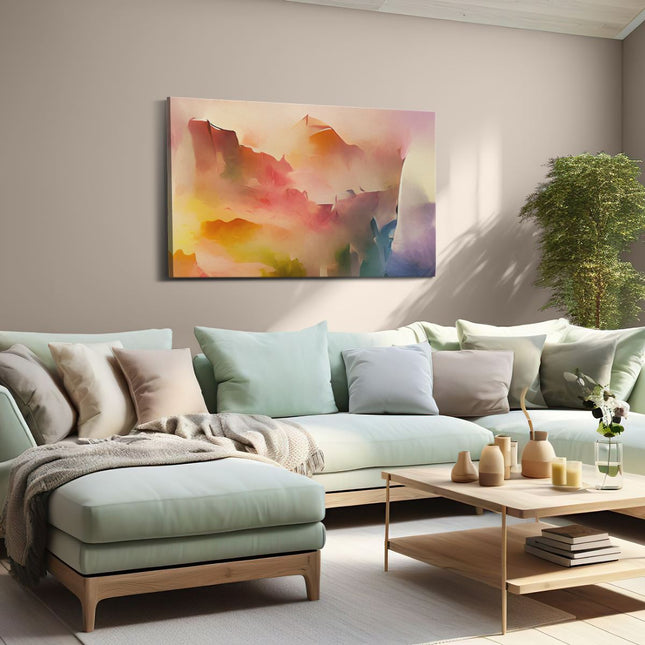 Canvas schilderij woonkamer Abstracte Kunst - Verschillende Lichte Kleuren 