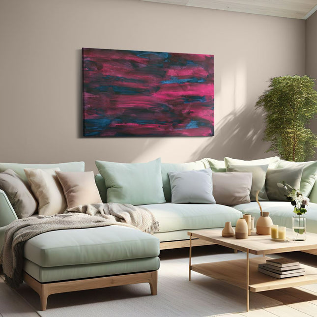 Canvas schilderij woonkamer Abstracte Kunst - Donker Rood en Zwart