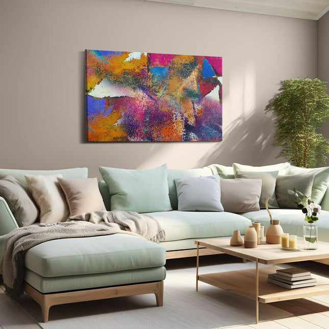Canvas schilderij woonkamer Abstracte Kunst - Verschillende Kleuren in Acryl