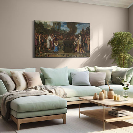 Canvas schilderij woonkamer De Offerstrijd tussen Orestes en Pylades - Pieter Lastman