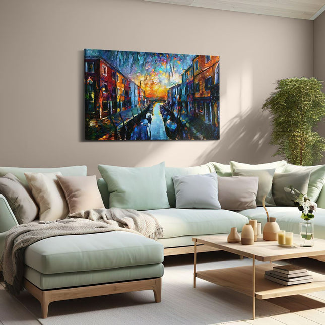 Canvas schilderij woonkamer Stad in Kleuren