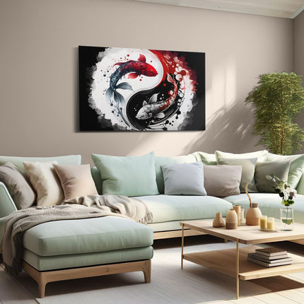 Canvas schilderij woonkamer Twee Koi Karper Vissen