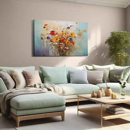 Canvas schilderij woonkamer Boeket Bloemen in Kleur