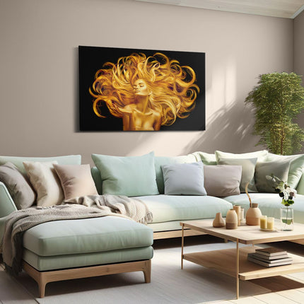 Canvas schilderij woonkamer Gouden Vrouw