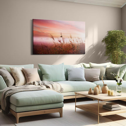Canvas schilderij woonkamer Mistig Landschap in de Ochtend 