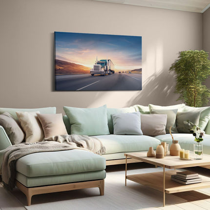 Canvas schilderij woonkamer Vrachtwagen op de Weg